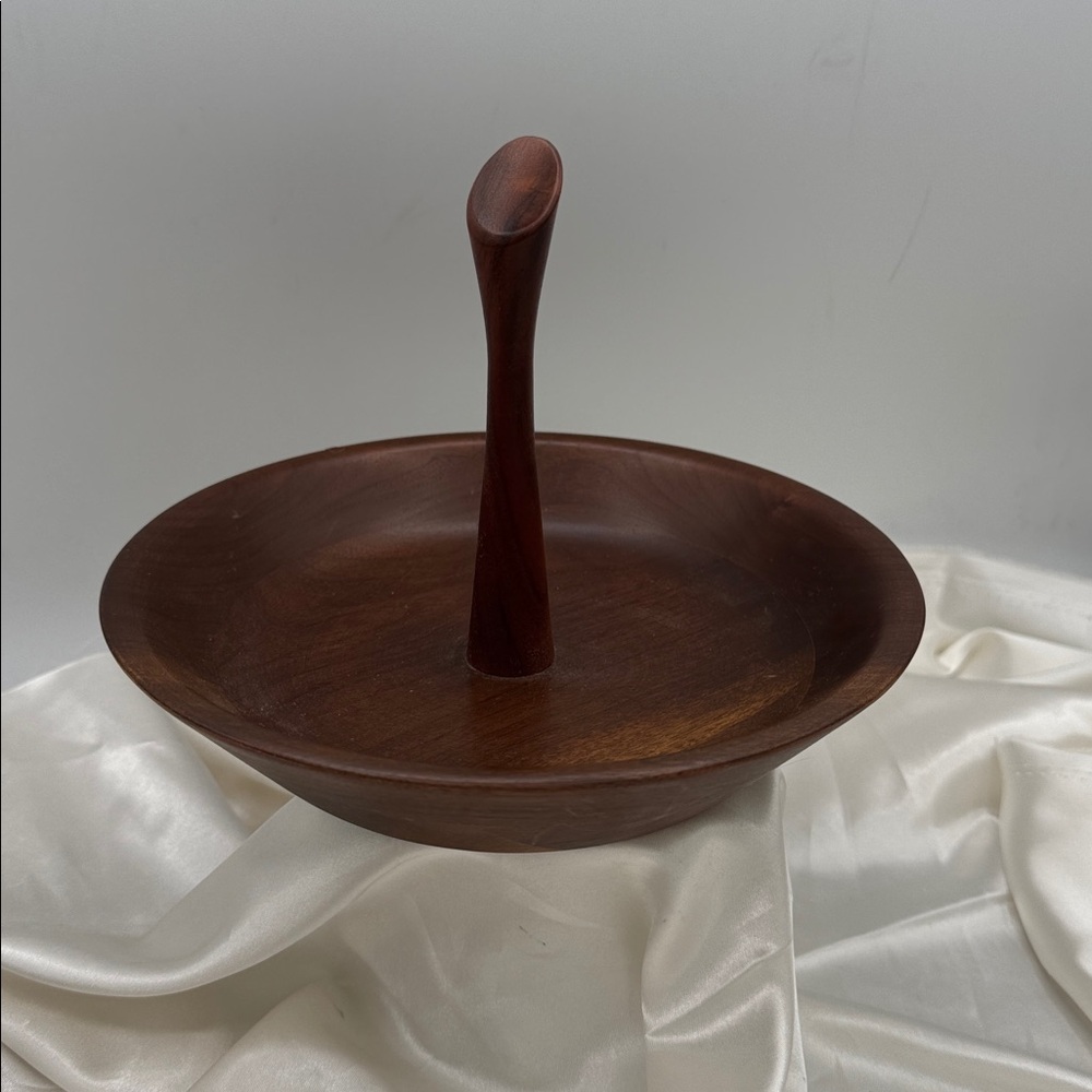 Rustic Brown Wooden Serving Bowl with Handle